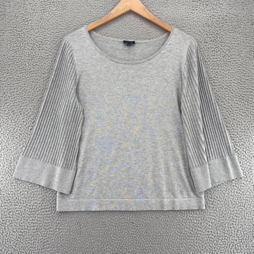 Talbots Light Gray Scoop Neck Pullover Sweater (Bin 2)